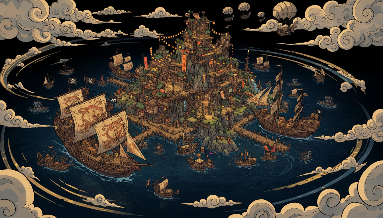 ( ارسم   بنظام رسم لعبة ( Sea of Thieves)   




  (        الجزيرة  التجارية   (            )                 )   )   (  اجعل المشهد من بعيد   من الجو بين السحب       (  هناك سفن تجارية  عملاقة و سفن صيد سمك  و غيرها الكثير       )      )          )      )       

(         )  )  )  )   )   اجعل Theme     تجاري   )  ) )   )  )  )         ) 

 

 

   (       (             )     ) 





(              )

  (         ) 





 (             )    





 

     (  بنظام رسم انمي     بخلفية سوداء   )